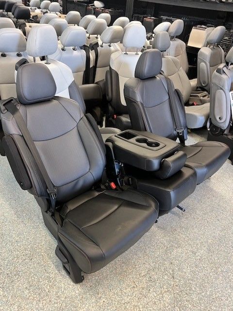 Brand New Black Leather Bucket Seats With Seatbelts And Middle Seat 