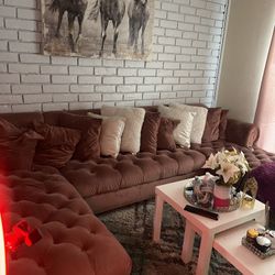 sectionel sofa, dinig table with 6 chairs, mirror entery table