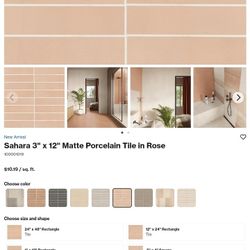 Sahara 3x12 Matte Porcelain Tile  *NEW IN BOX*