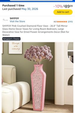 SHYFOY Pink Crushed Diamond Floor Vase
