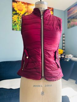 Burgundy Quilted Puffer Vest
