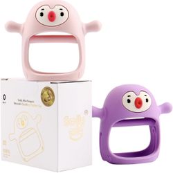New In Box 2Pack Baby Teething Toy for 0-12Month Babies,Penguin Teether for Infants,Anti Dropping Wrist Hand Teethers Baby Chew Toys for Sucking Needs