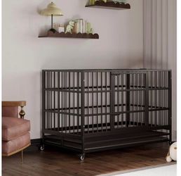 48 inch Heavy Duty Crates for Large Dog, Indestructible and Escape-Proof Cage Kennel Lockable