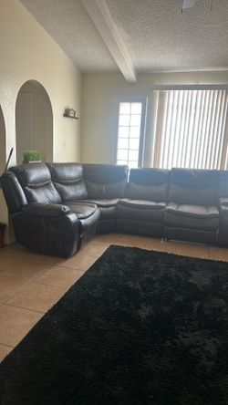 Dark Brown Leather Sectional