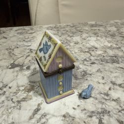 Midwest of Cannon Falls Bird House Bluejay Cynthia Madrid Porcelain Trinket Box