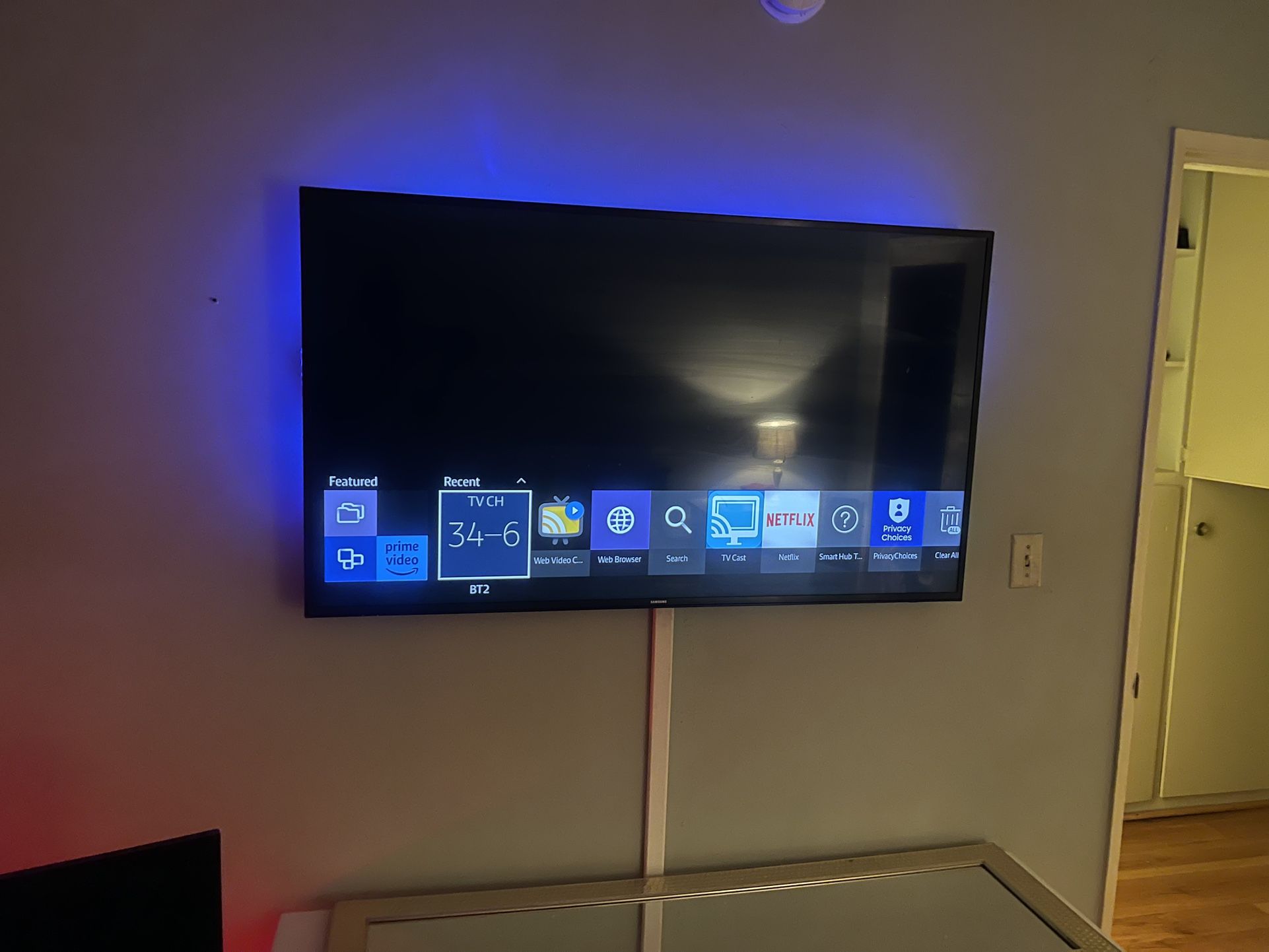 55 Inch Samsung smart TV , With Wall Mount