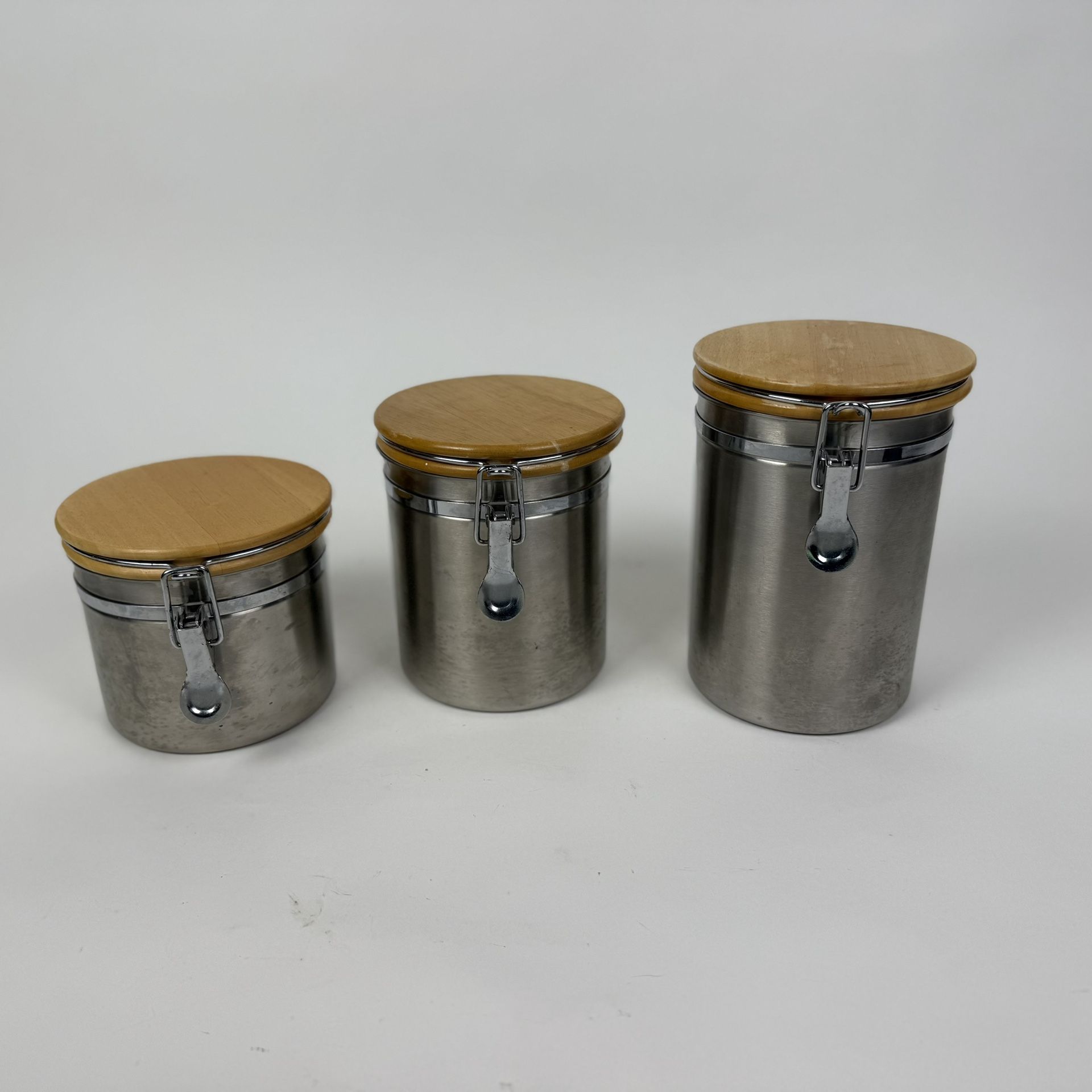 Stainless Steel Storage Canisters Jars Containers Set of 3