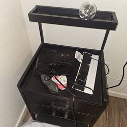 Side table black with outlets