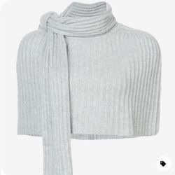NWT $590 Le Kasha Geneve Jumper 100% Cashmere Knitted Scarf Bolero Gray OS