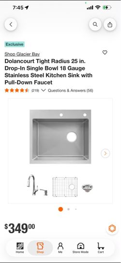 Glacier Bay Dolancourt 25 in. Stainless Steel Kitchen Sink