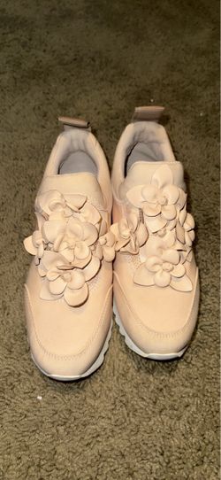 Tory Burch Pink Floral Appliqué Sneakers