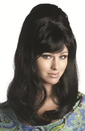 NEW IN PACKAGE 60s 70s Women Housewife Cone Top Beehive Wigs Wife Short Black Hair