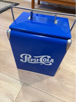 Vintage 1950's style PEPSI Blue White PEPSI-COLA Soda Metal Cooler With Tray