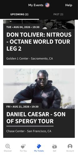 Daniel Caesar SON OF SPERGY TOUR tickets x2