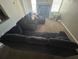 Sectional suede couch