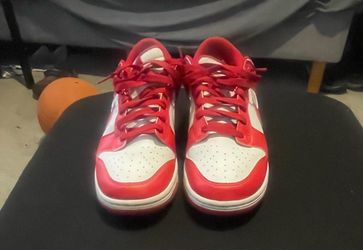 Nike low top red and white dunks