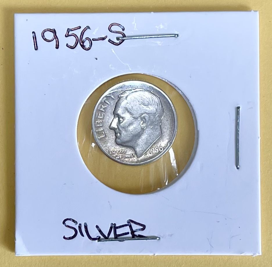 1956 - S.     Silver Circulated Roosevelt Dime.