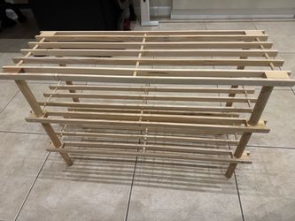 Wooden Shoe Rack 3 Tier Natural Wood Shelf