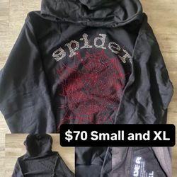 Black And Red Rhinestone Spider Hoodie Small And Xl