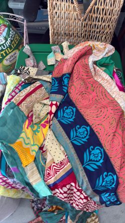 Upcycled sari curtains
