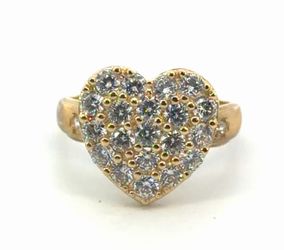 Woman’s Ladies 10k Yellow Gold CZ Cubic Zirconia Heart Ring Size 7 GP3116201