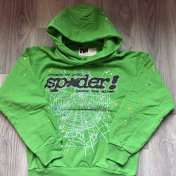 Green Rhine Stone Sp5der Hoodie M