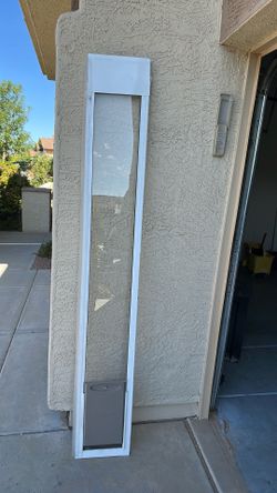 Pet safe Midsize doggie door for sliding glass door 81 inches high by 11 1/2 inches wide dog opening is eight and  half inches wide by 12 1/2 inches h