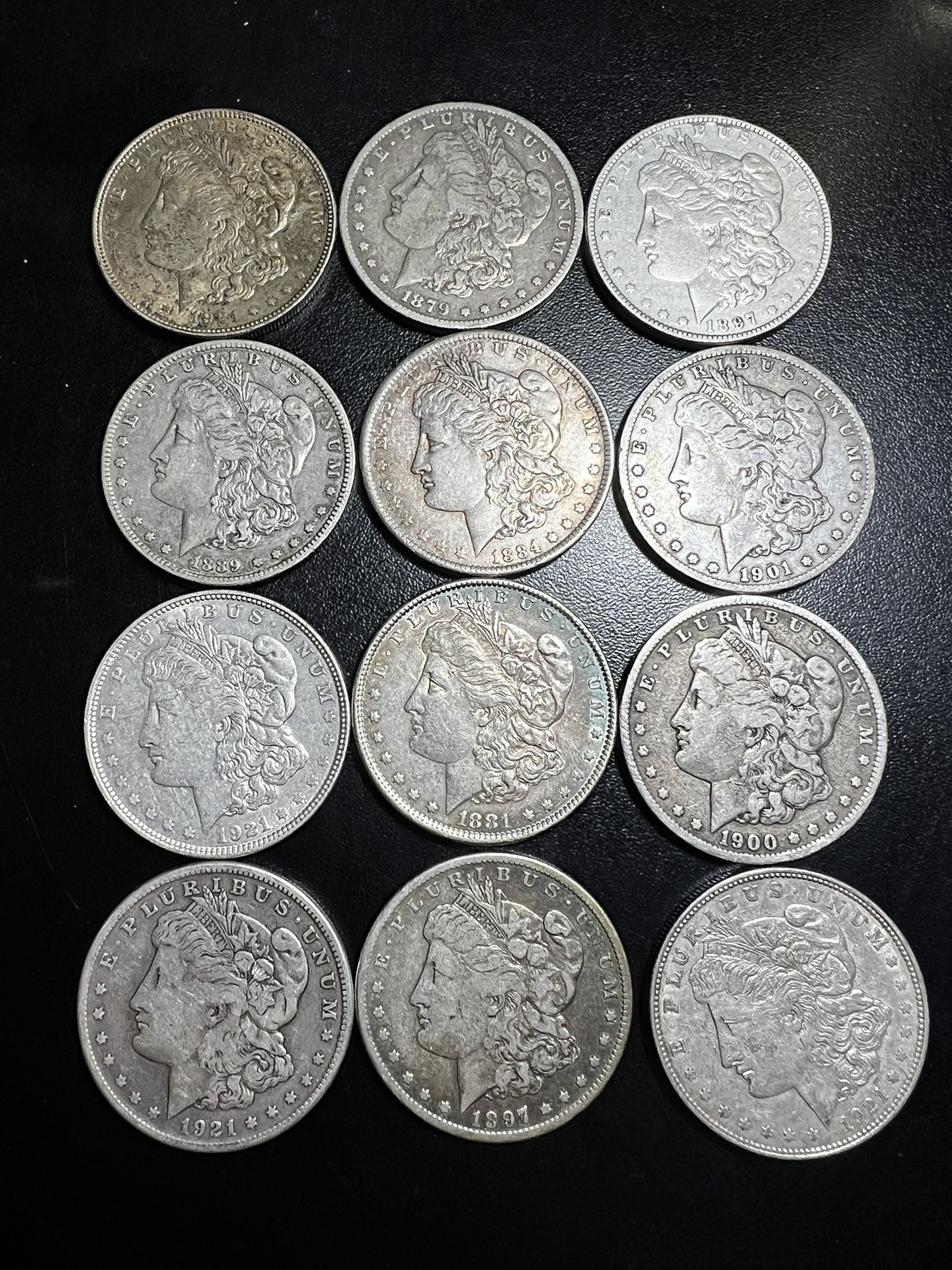 12 Mixed Date Morgan Silver Dollars