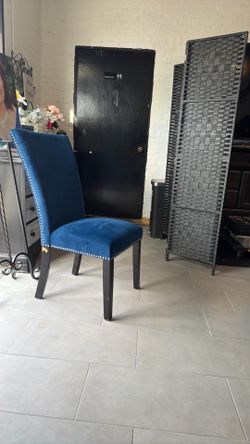 Dark blue suede chair
