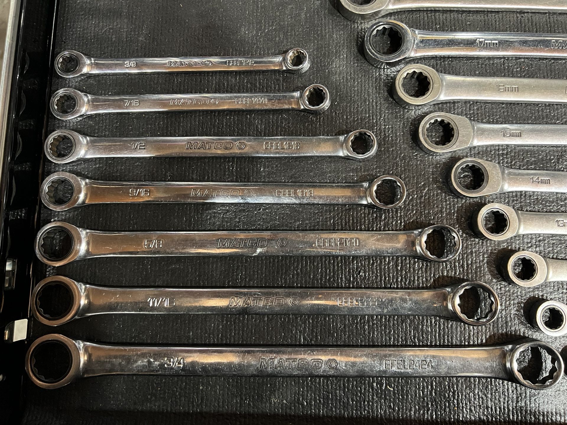 Matco GRBL Double Box End Ratcheting Wrench Set SAE