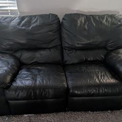 Black Leather Reclining Loveseat 