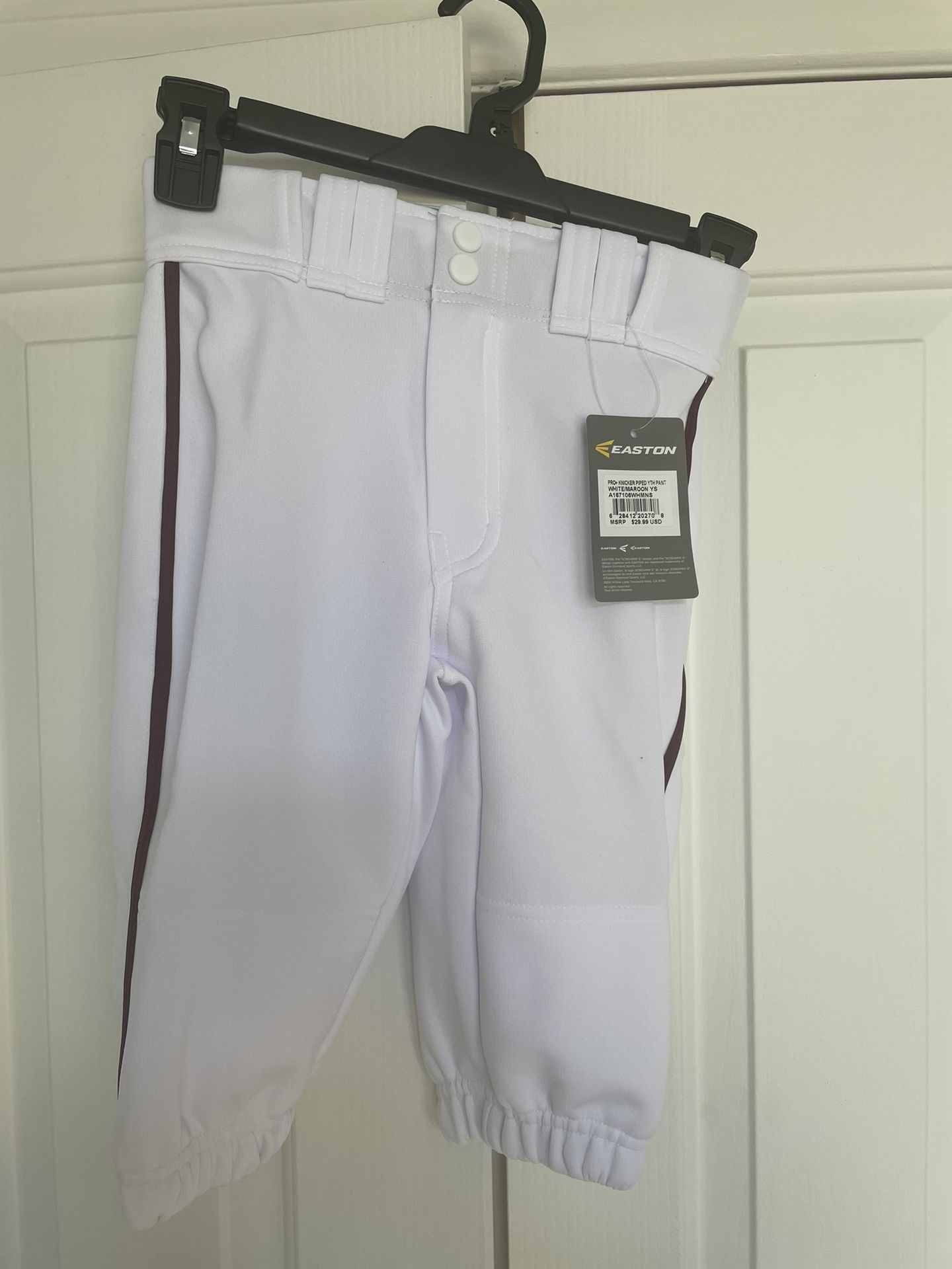Boys White Easton Knicker Baseball Pants YS
