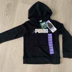 New Kids Size XS 5/6 Puma Black Sweatshirt Hoodie Long Sleeve Sweater Children
