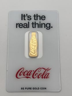 Coca-Cola Shaped Gold Bar, 5 Gram .9999 Pure in Assay Package