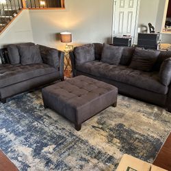 3Pc Grey Sectional Including Large Ottoman