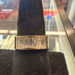 14KT Gold Square Ring W/ Baugette Diamond 43321-2