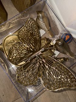 Gold Metal Butterfly Decorative Figurine