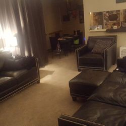Beautiful comfy black leather couches