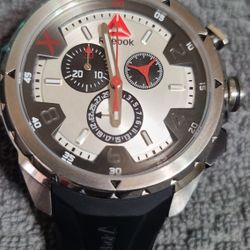 Reebok Impact Chrono Black/Red Silver Dial Men’s Chronograph Watch RD-IMP-G6-S1IB-1B - 