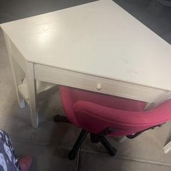 Corner Desk And White End Tables 