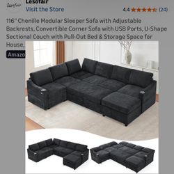 116” 5 Piece Sectional Couch 
