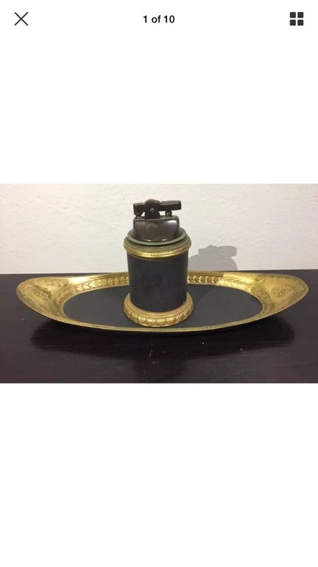 Vintage RARE 2 Piece Vintage Mottahedeh Design Black Basalt Desk Set, Italy