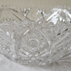Round  Clear Cut Crystal Serving Bowl.