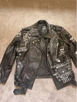 Leather jacket with studs