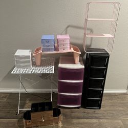 Folding Table, Storage Containers, Hanging Shelve, Jewelry Box 