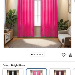 Blackout Curtain Panels, Soft Velvet Textured Curtains with Rod Pocket, Light Blocking Window Drapes for Bedroom & Living Room, Set of 2 (Bright Rose)