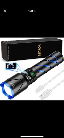 Rechargeable Flashlights High Lumens - 10000 LM, 5000mAh Battery with LCD Display, 3 Modes, Zoomable & IP67 Waterproof - for Camping, Dog Walking, Eme