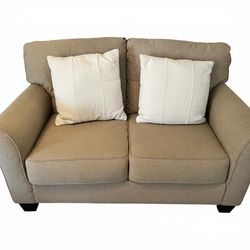 Ashley Furniture Ardmead Love-seat Tan Chenille, Tufted Back, Excellent Condition