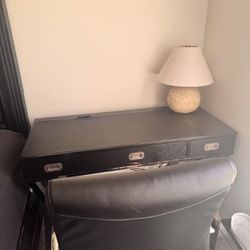 Black Writing Desk + Office Chair + Organizers – Home Office Setup