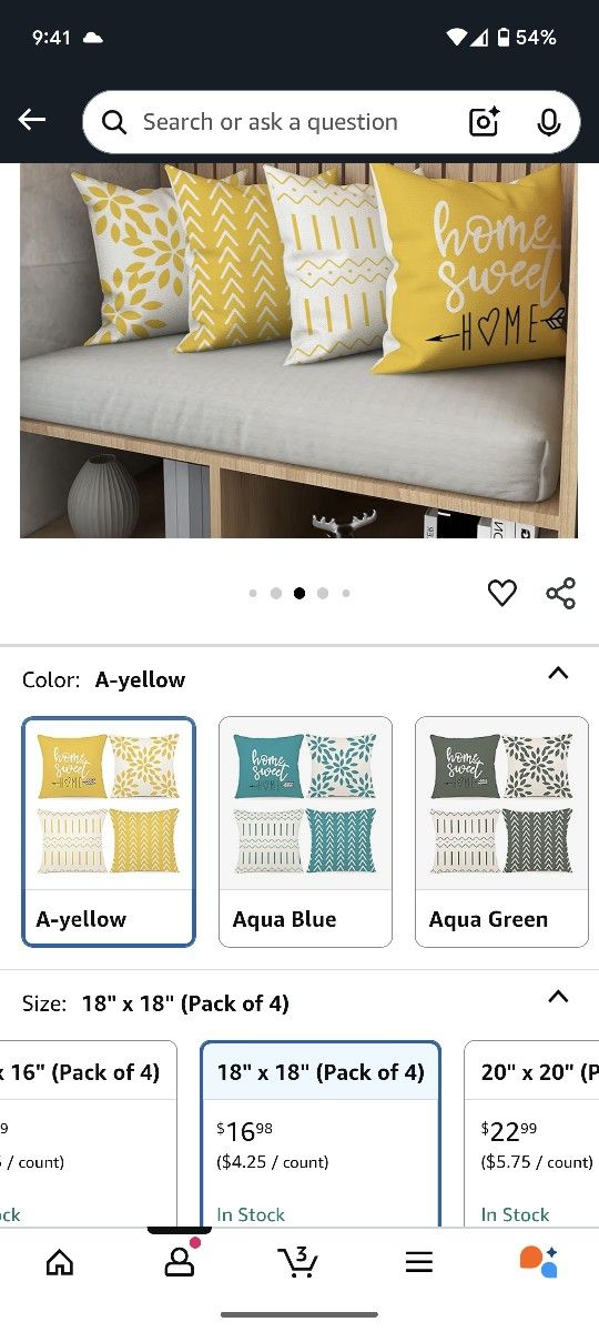 6 Month Used Set Of 3 Pillow Set - 10$